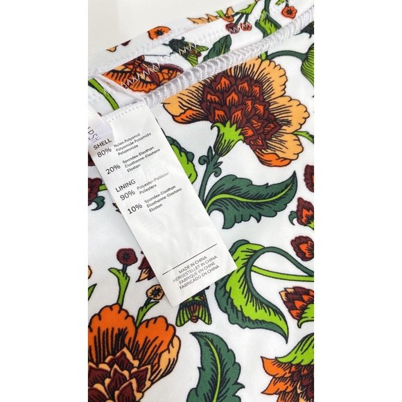 New Beautiful Women's Garden White and Orange Floral Bikini Bottom, Size XL - Picture 6 of 11